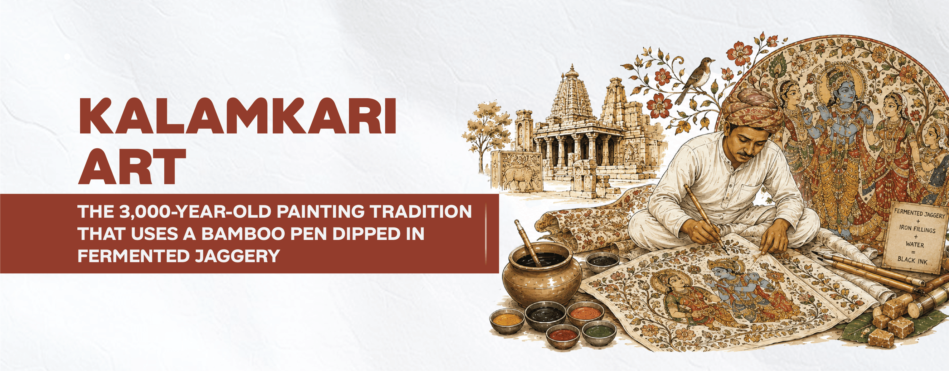 Kalamkari Art: The 3,000-Year-Old Painting Tradition That Uses a Bamboo Pen Dipped in Fermented Jaggery