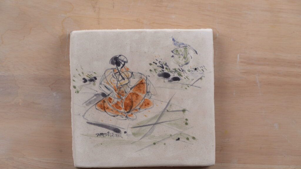 Fresco artwork in progress, made by Dr. Sharma while teaching on Rooftop app.