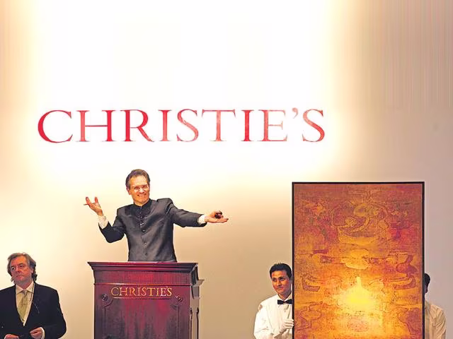 A photograph taken at Christie’s first auction in India - Mumbai, 2013. 
