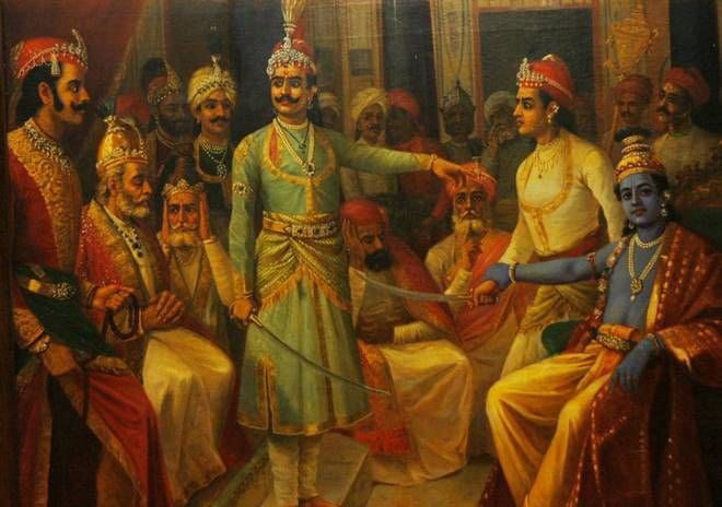 'Krishna as the Ambassador to Duryodhana' by Raja Ravi Varma, 1905