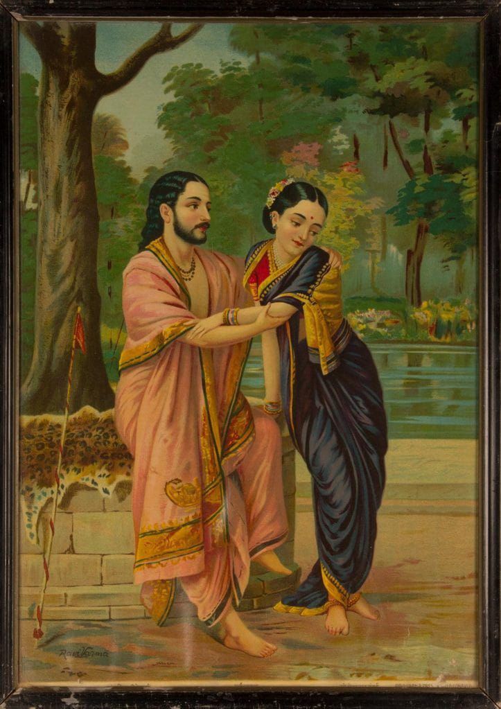 'Arjun Subhadra' by Raja Ravi Varma,1890