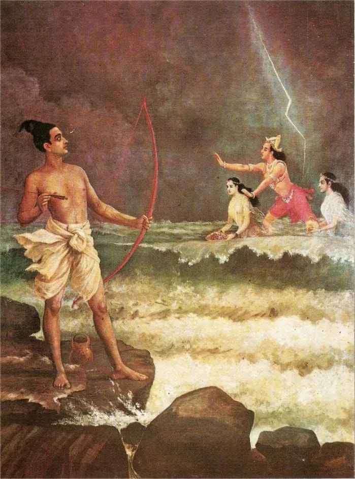 Shree Rama Conquers Varuna, Raja Ravi Varma