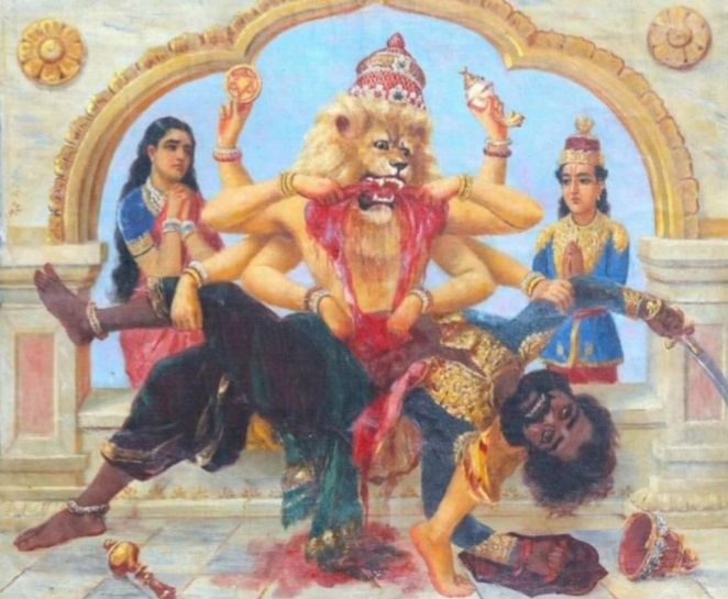 'Narasimha Avatar' by Raja Ravi Varma,1930