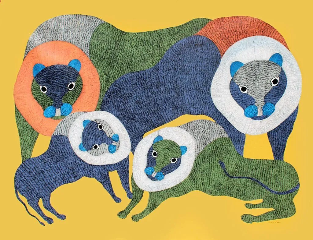 Gond - Untitled 127 by Gariba Singh Tekam. An example of folk art.