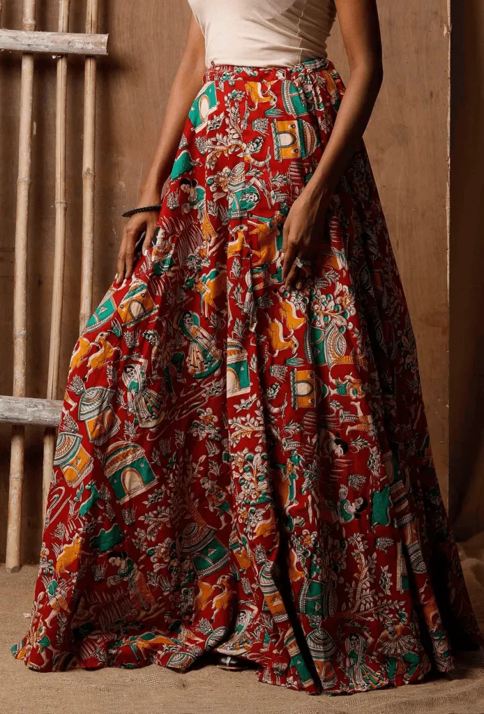 Skirt with Kalamkari Printing