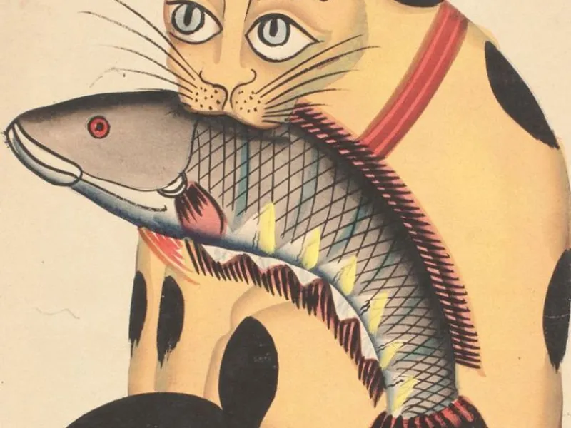 Cats Eating Fish in Indian Paintings