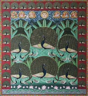 Mayyur by Mahesh Sharma. Pichwai art style. An example of folk art.