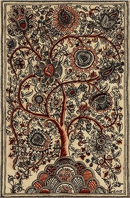 Tree of Life by Niranjan J. Kalamkari art style. An example of folk art style.