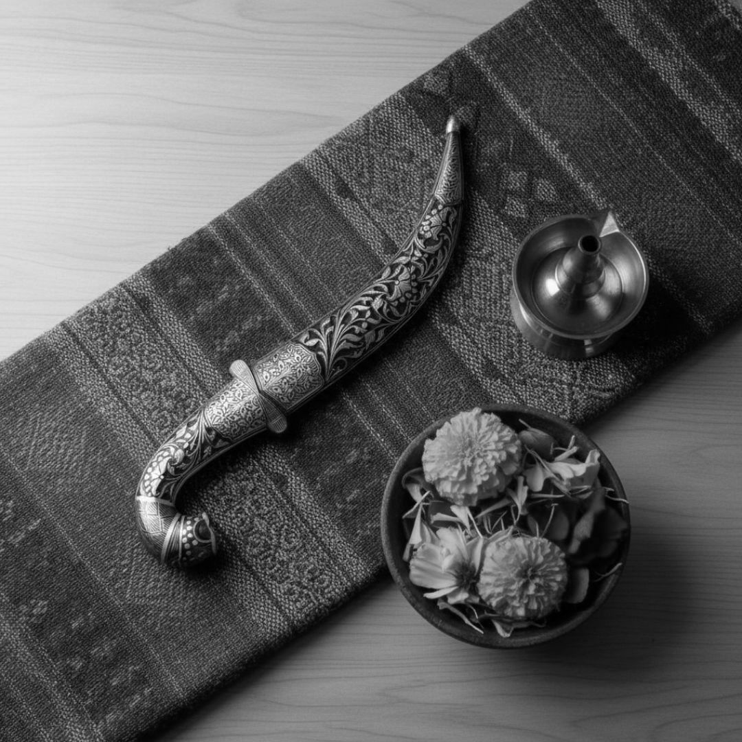 Calligraphy Koftgari Dagger with Handcrafted Metal Inlay Art