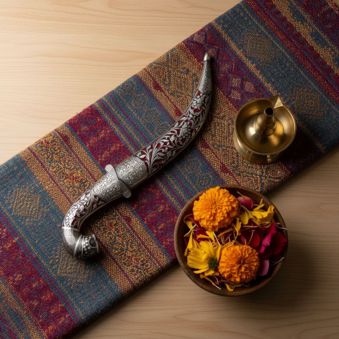 Calligraphy Koftgari Dagger with Handcrafted Metal Inlay Art