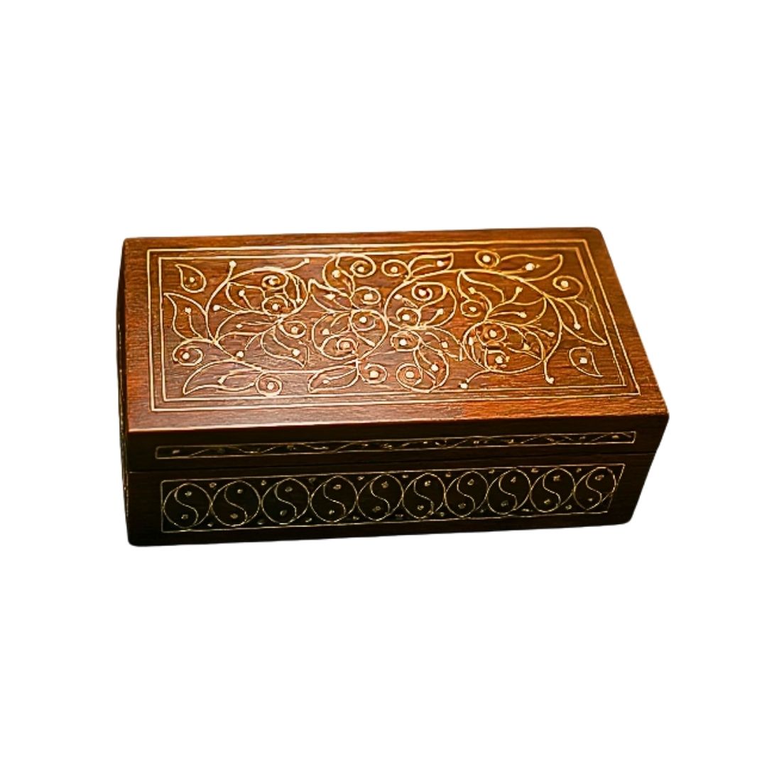 Mystic Vines Wooden Tarkashi Inlay Box 