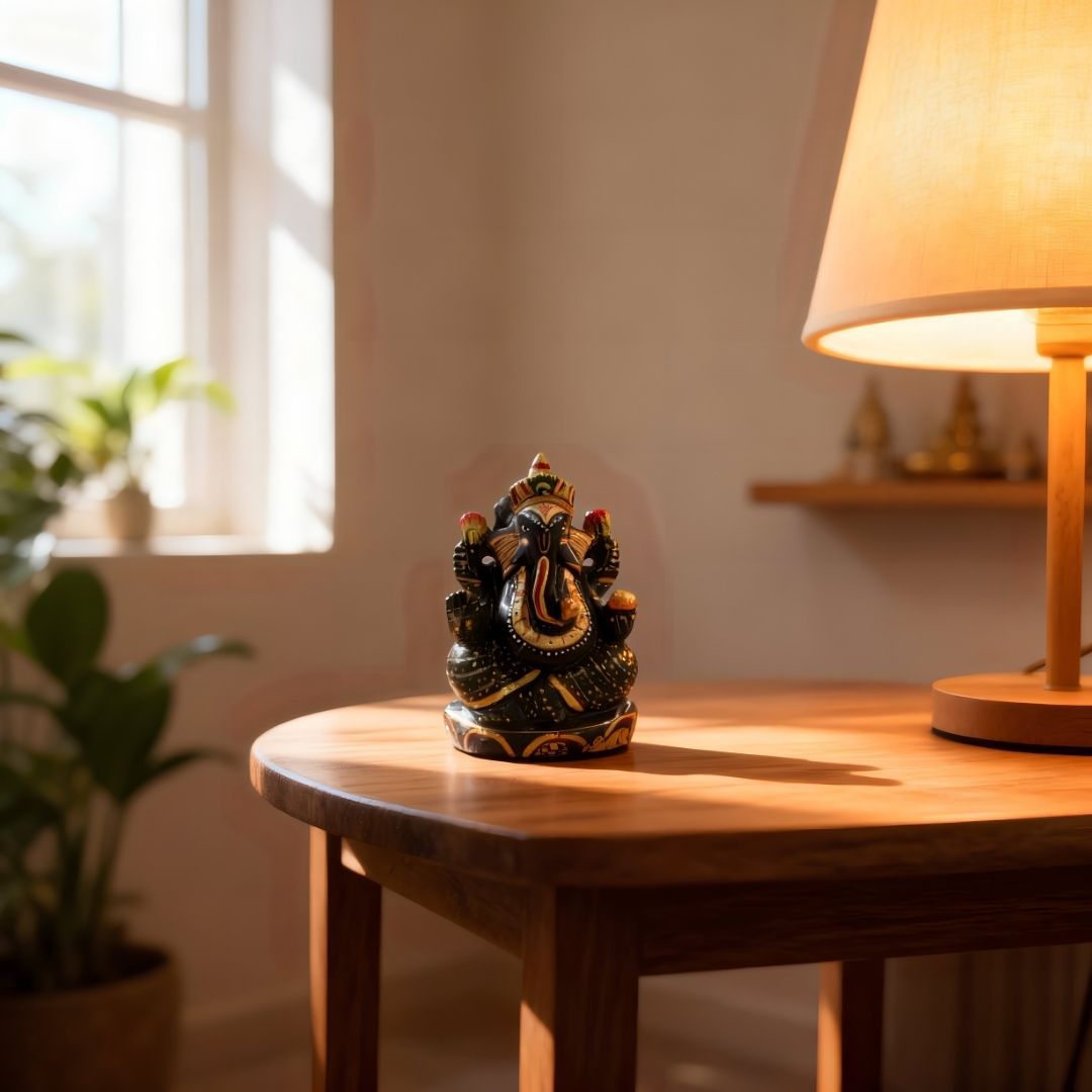 Aventurine Ganesha Idol Hand-Carved in Natural Stone 