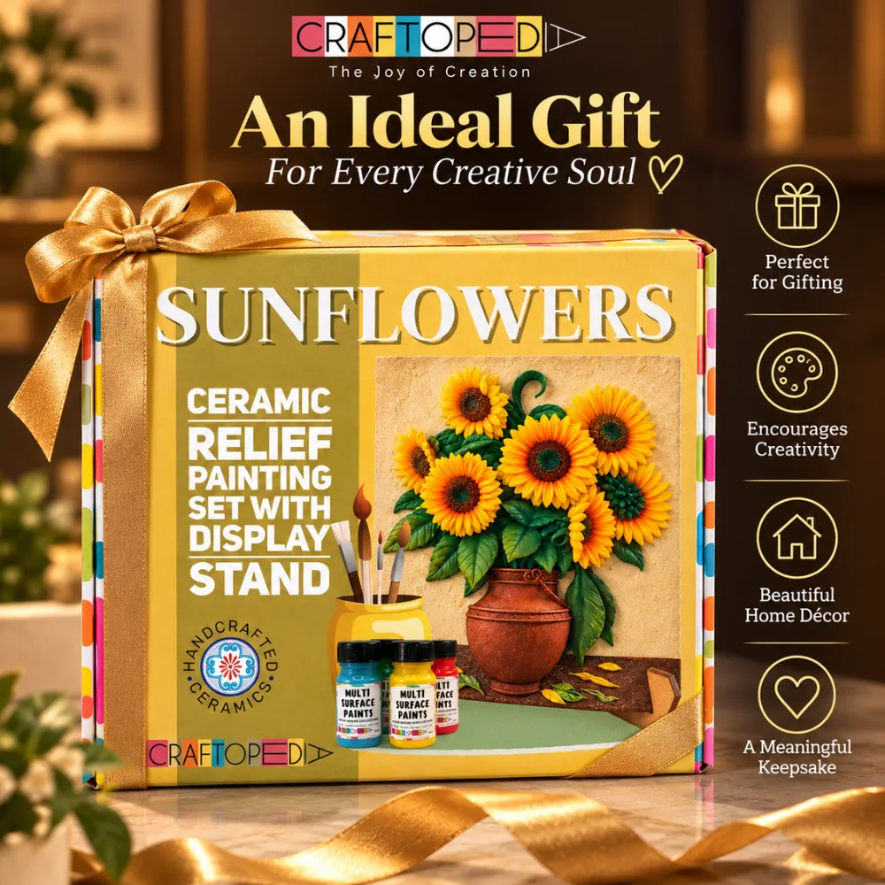 DIY Ceramic Sunflower Painting Kit for Adults | DIY Art Set & Activity Kit