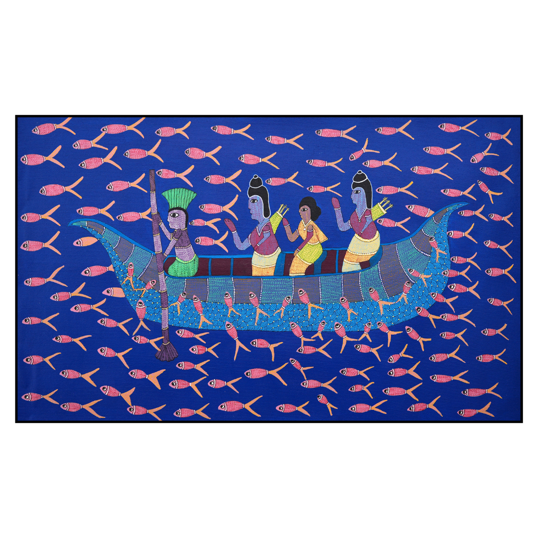 Ram,Sita & Lakshman Crossing the Sacred Ganges