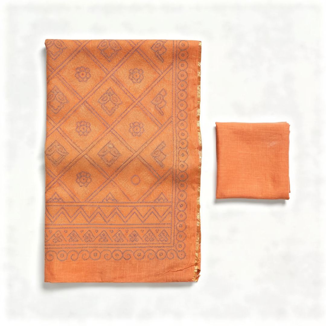 Traditional Chundari Bandhej Tie & Dye Chiffon Saree in Warm Red Tones with Matching Blouse (Unstitched)