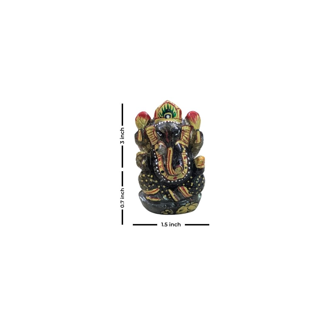 Labradorite Carved Ganesh Idol in Natural Gemstone
