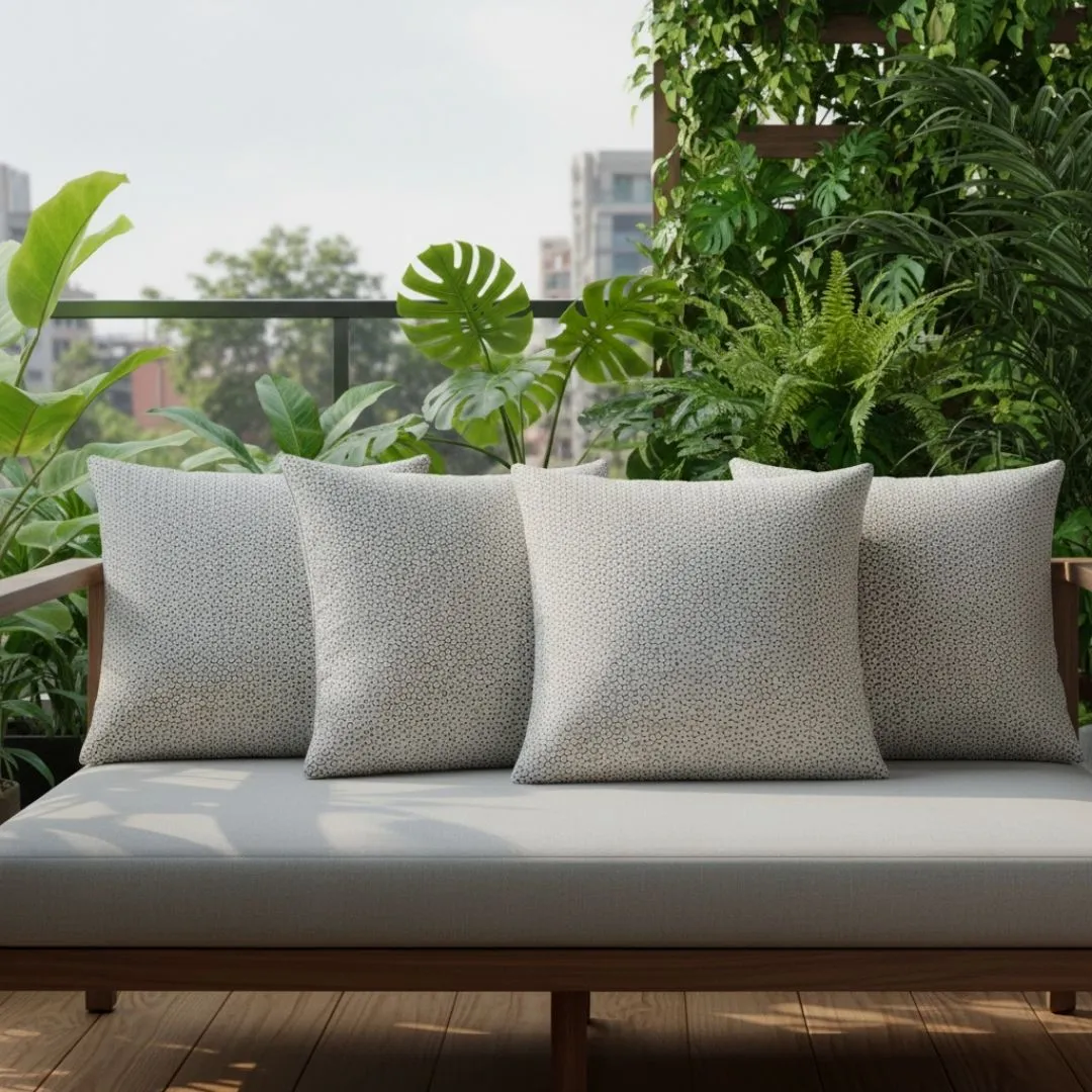 Block Printed Cotton Cushion Covers with Subtle All-Over Pattern (Set of 2)