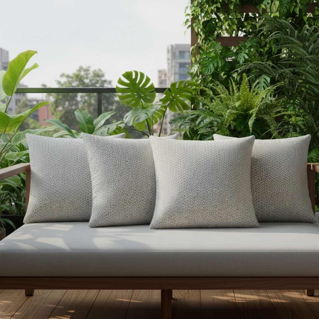 Block Printed South Cotton Cushion Cover with Subtle All-Over Pattern