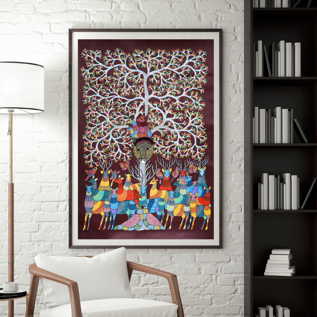 Swamp Deer With The Tiger Under One Tree