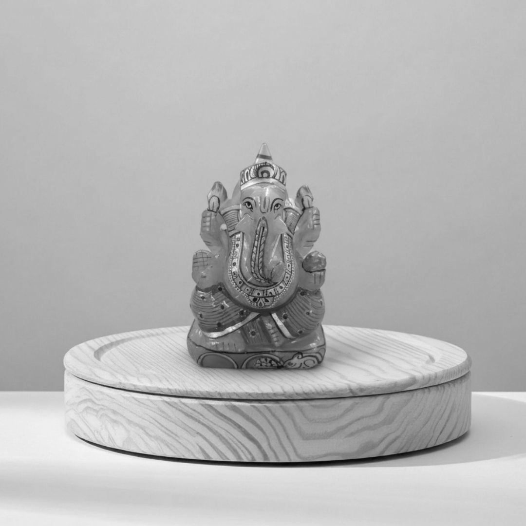Hand-Carved Rose Quartz Ganesh Idol for Home Decor and Healing