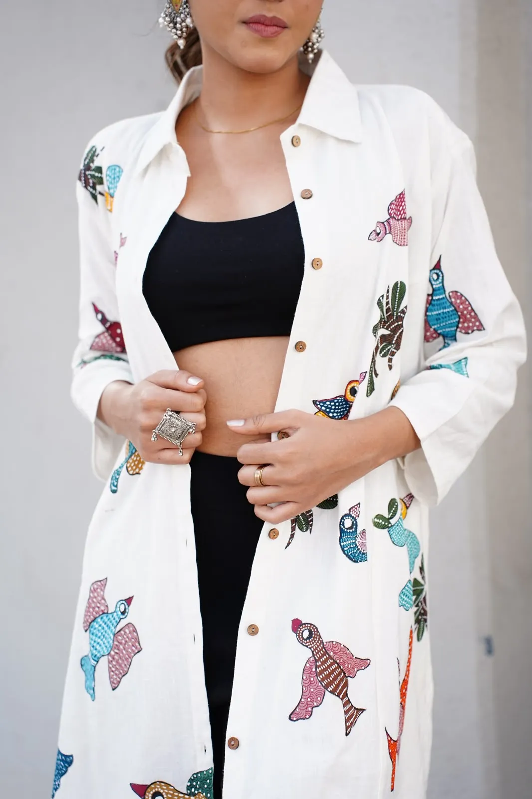 Hand painted gond shirt dress