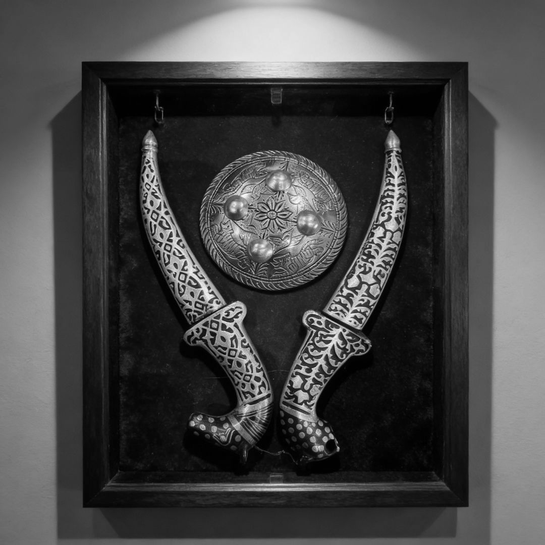 Shield Koftgari Decorative Dagger Set Traditional Metal Art 