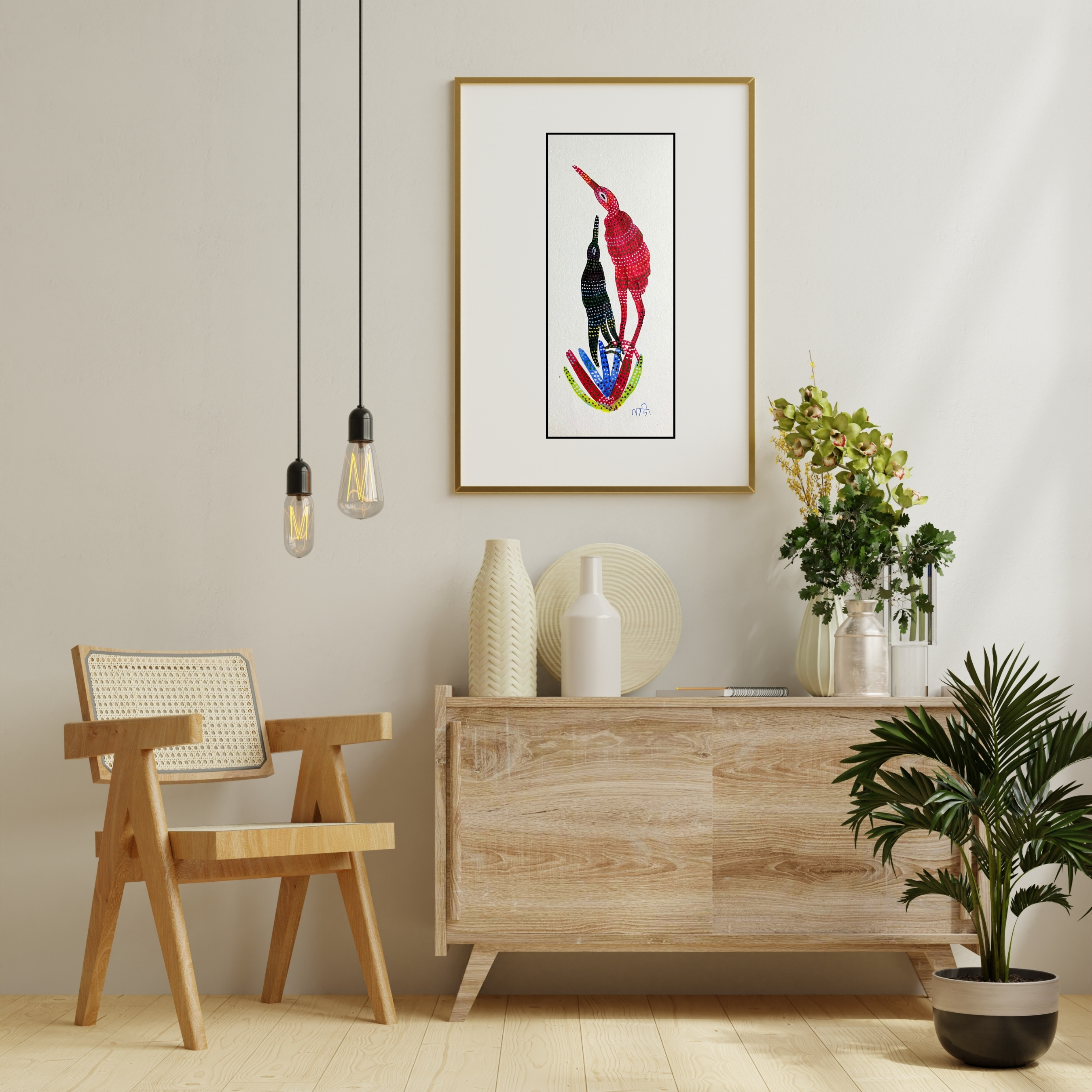 Birds Pink and Black