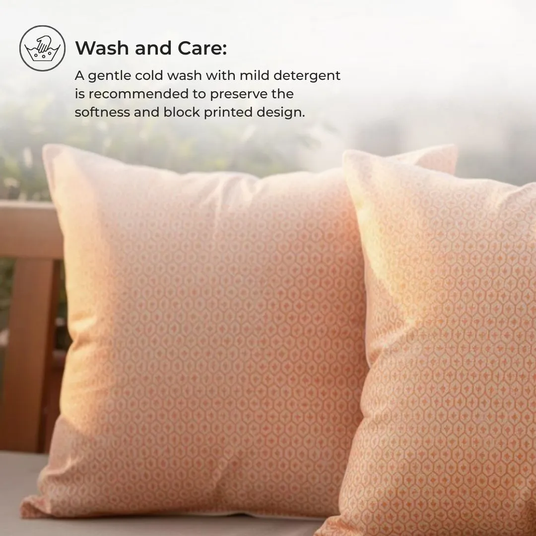 Block Printed Cotton Cushion Covers with Geometric Pattern (Set of 2)