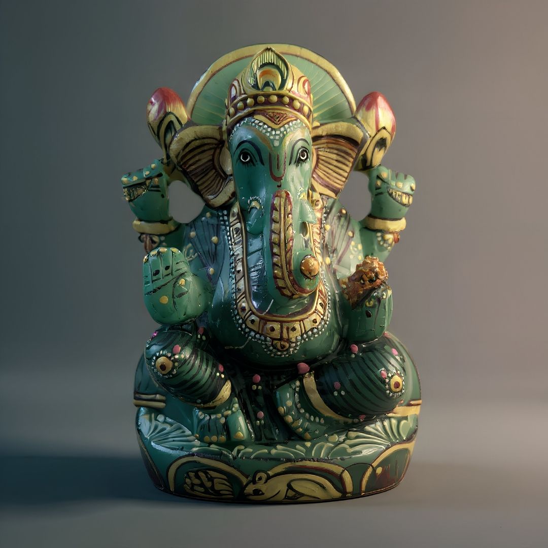 Aventurine Gemstone Ganesh Idol for Home and Spiritual Decor