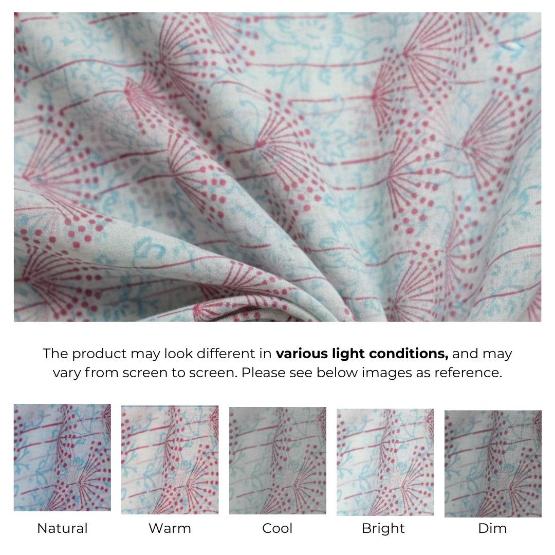 Single-Sided Hand Block Printed Mal Cotton Fabric – Soft Pastel Floral | Sold Per Meter