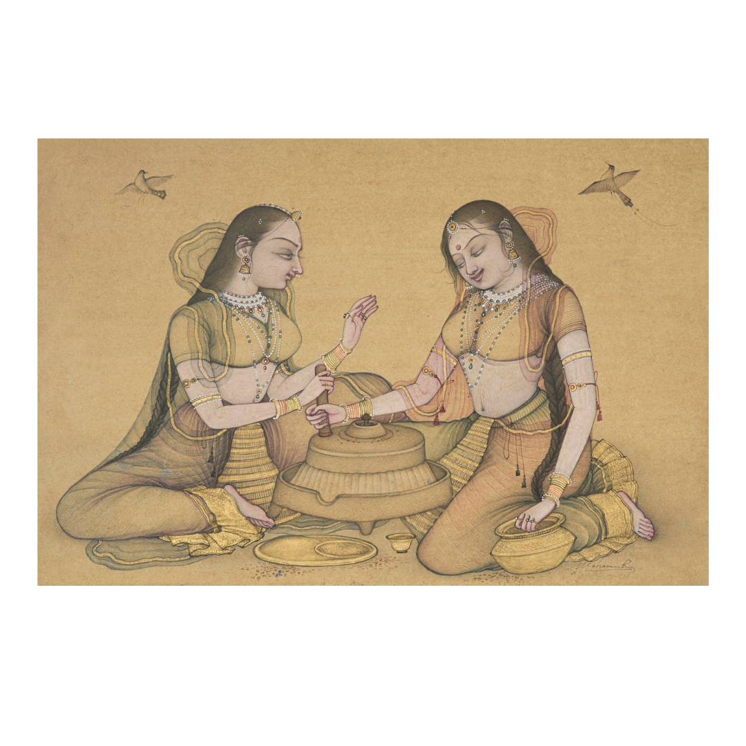 Women Grinding Wheat Flour