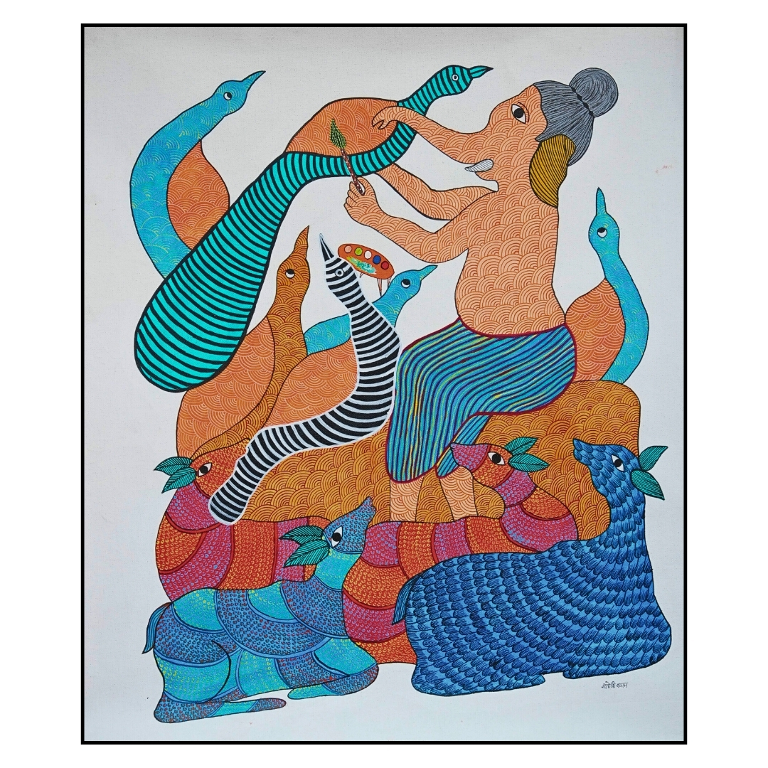 Lord Ganesh painting the peacock
