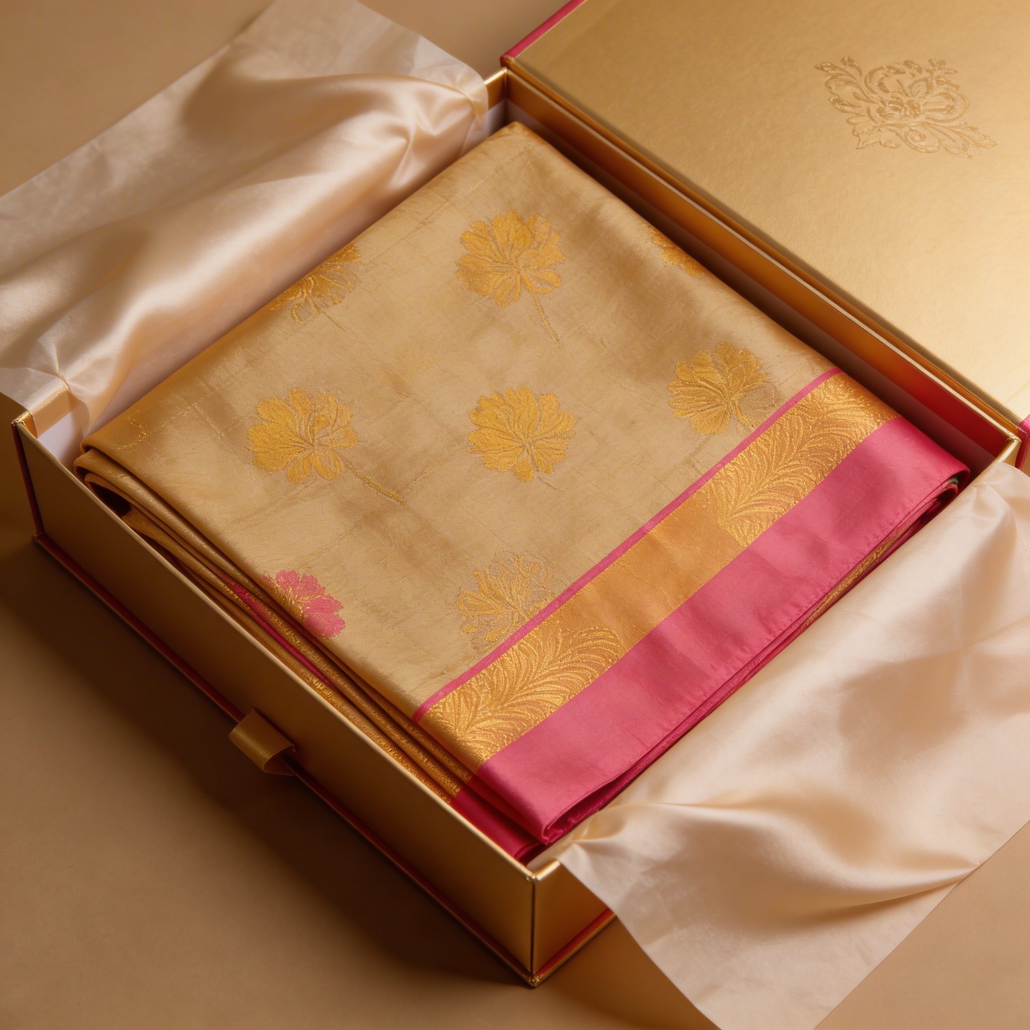 Motka Tussar Silk Saree Golden Pink Border