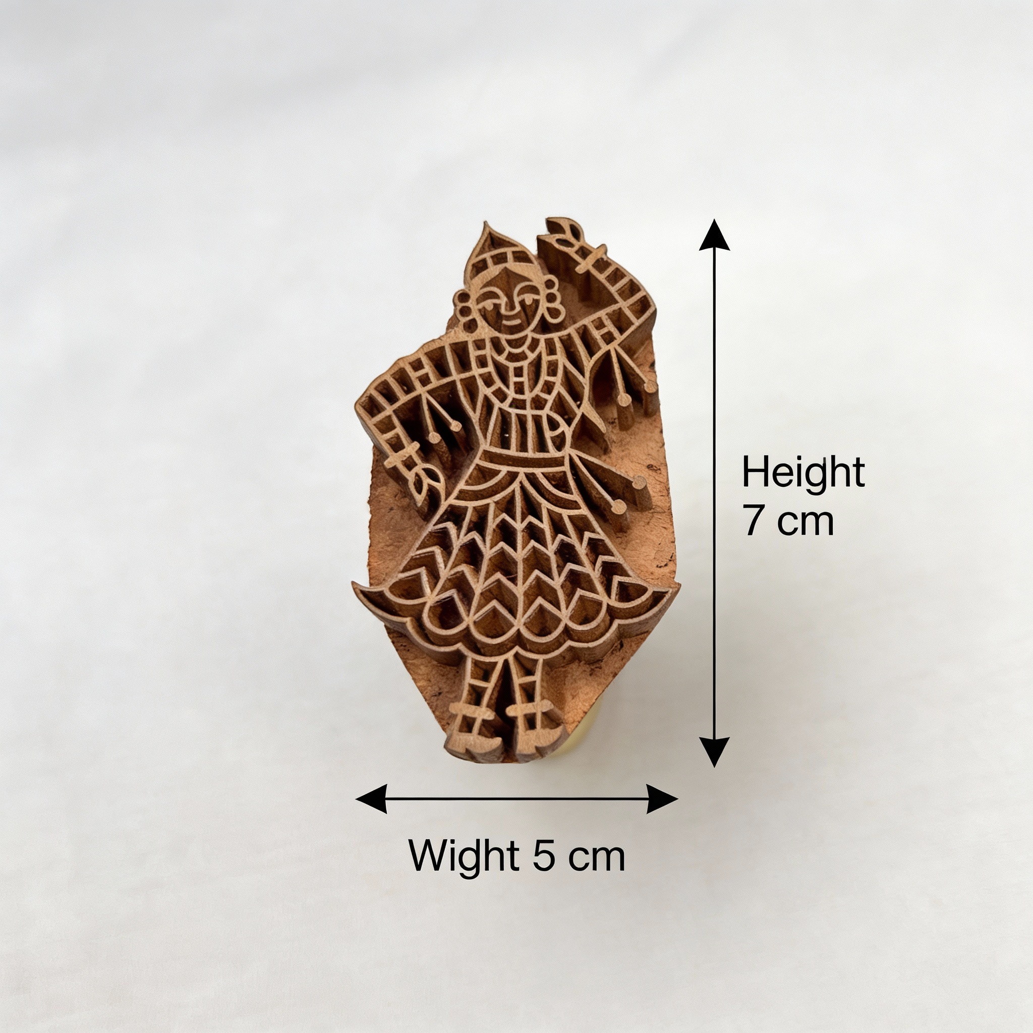 Handcrafted Gurjan Wood Block Pair with Dancing Woman Motif for Textile & Craft Printing