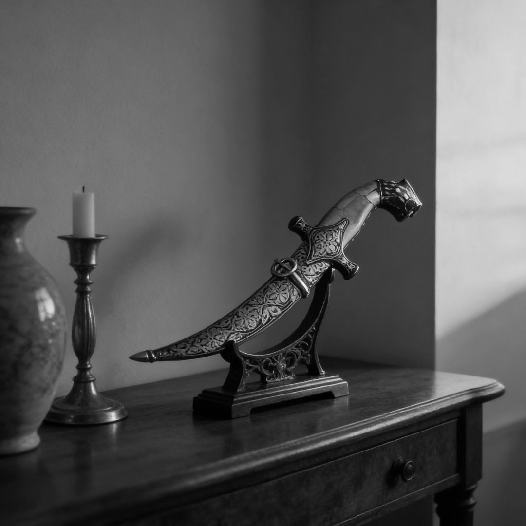 Decorative Koftgari Dagger with Handcrafted Metal Inlay Detailing