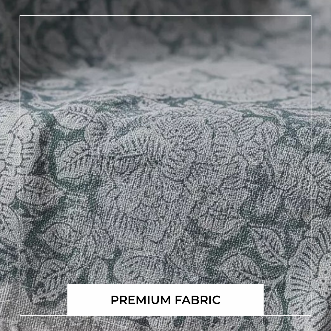 Single-Sided Block Printed Mal Cotton Fabric in Blue Floral Motif