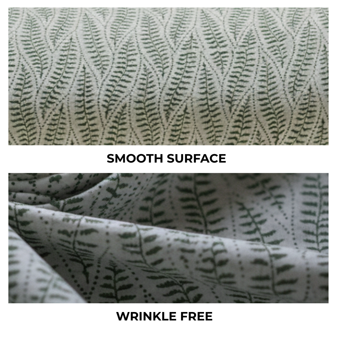 Single-Sided Block Printed Mal Cotton Fabric in Grey Leaf Pattern