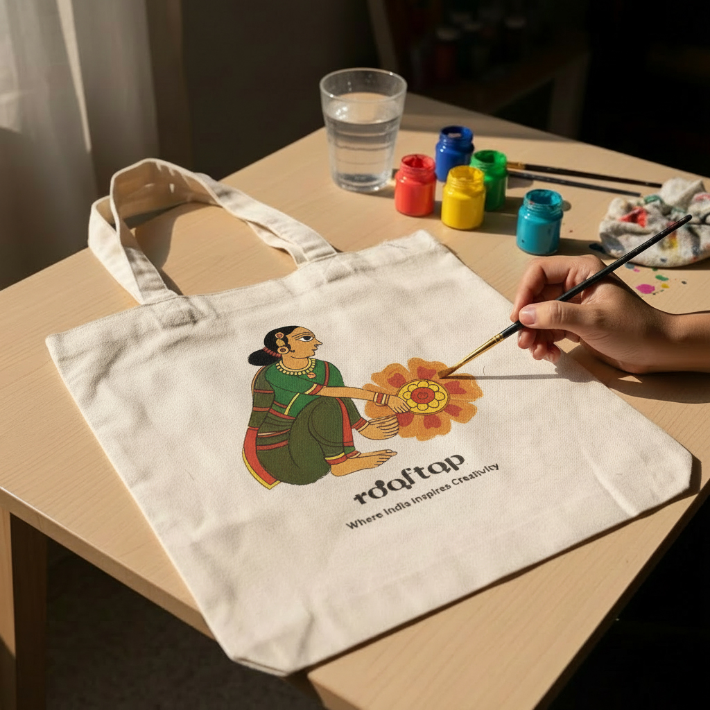 Cheriyal Art DIY Canvas Tote Bag 