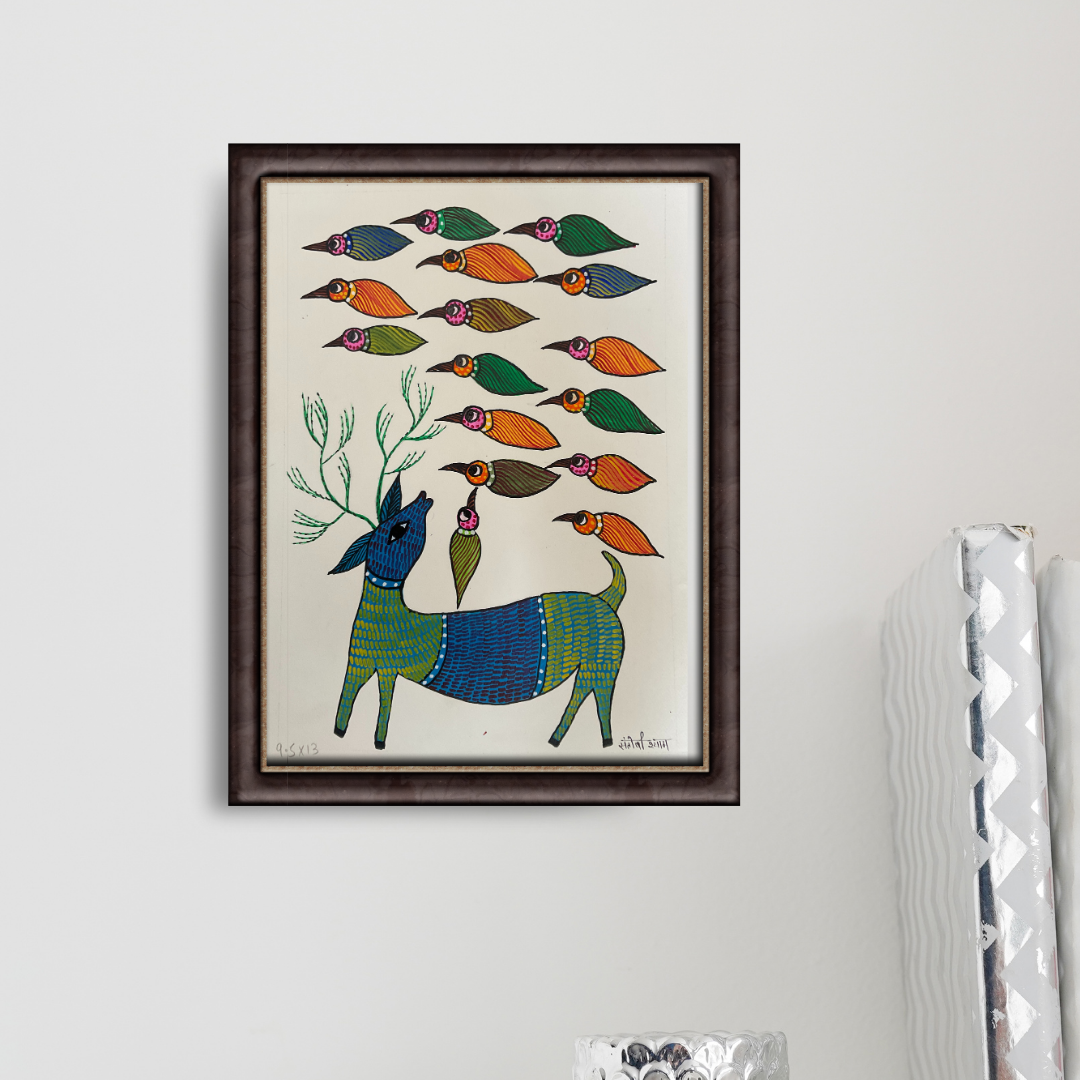 Barasingha and  Birds