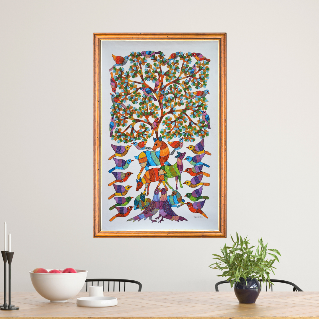 Harmony of deer and birds