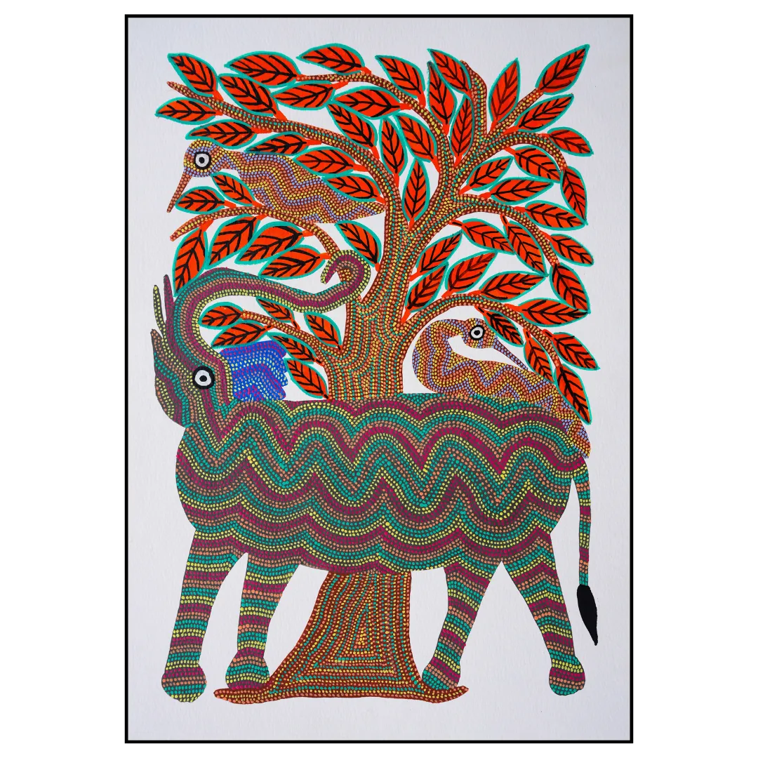 Elephant with Birds