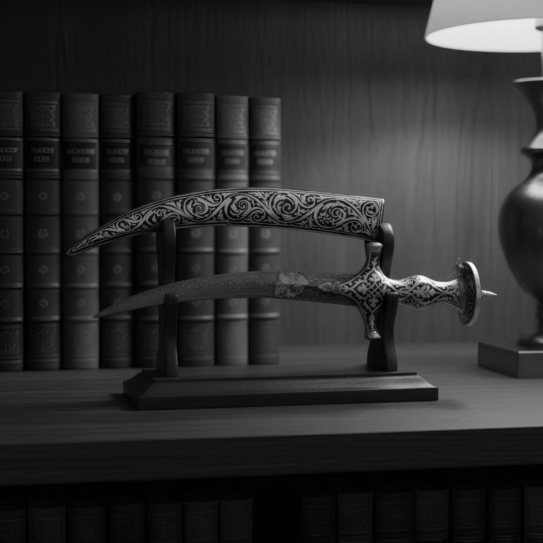 Fine Work Mini Koftgari Sword with Intricate Handcrafted Metal Inlay