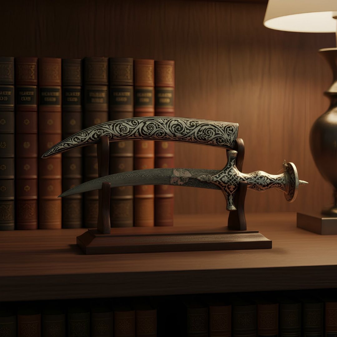 Fine Work Mini Koftgari Sword with Intricate Handcrafted Metal Inlay