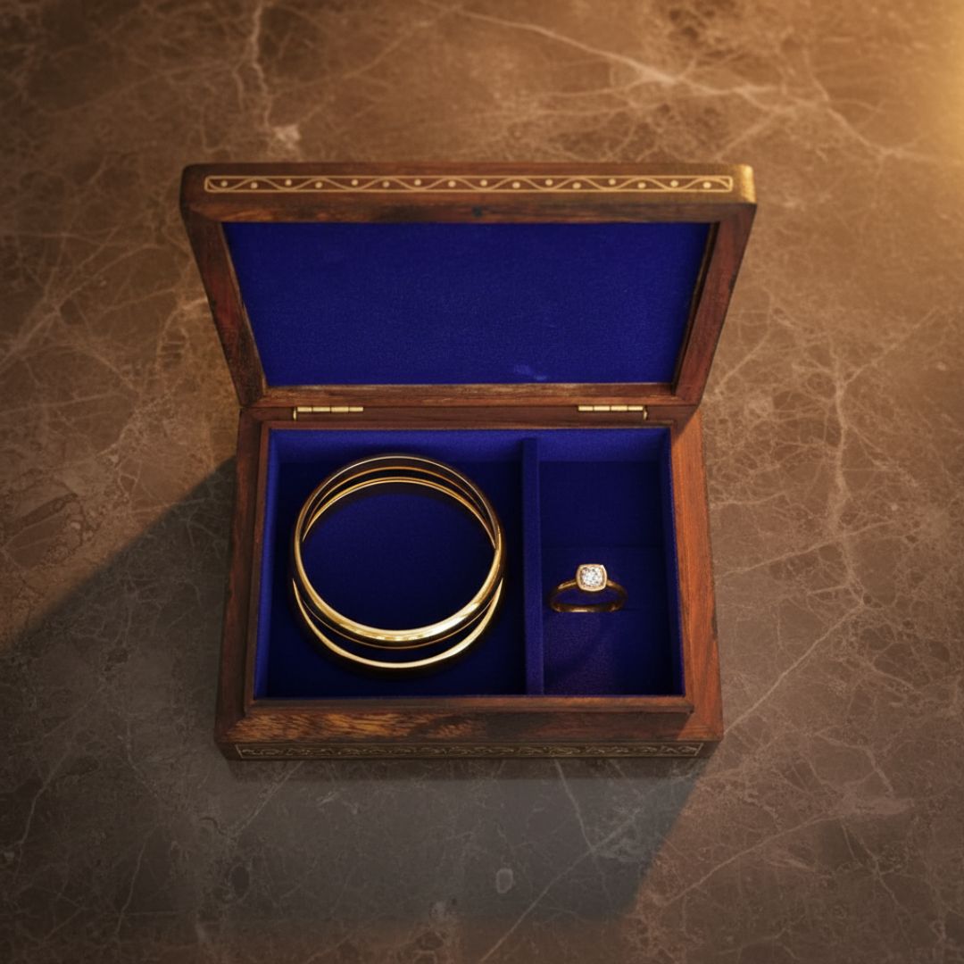 Royal Blossom Wooden Tarkashi Inlay Box for Jewellery and Keepsakes