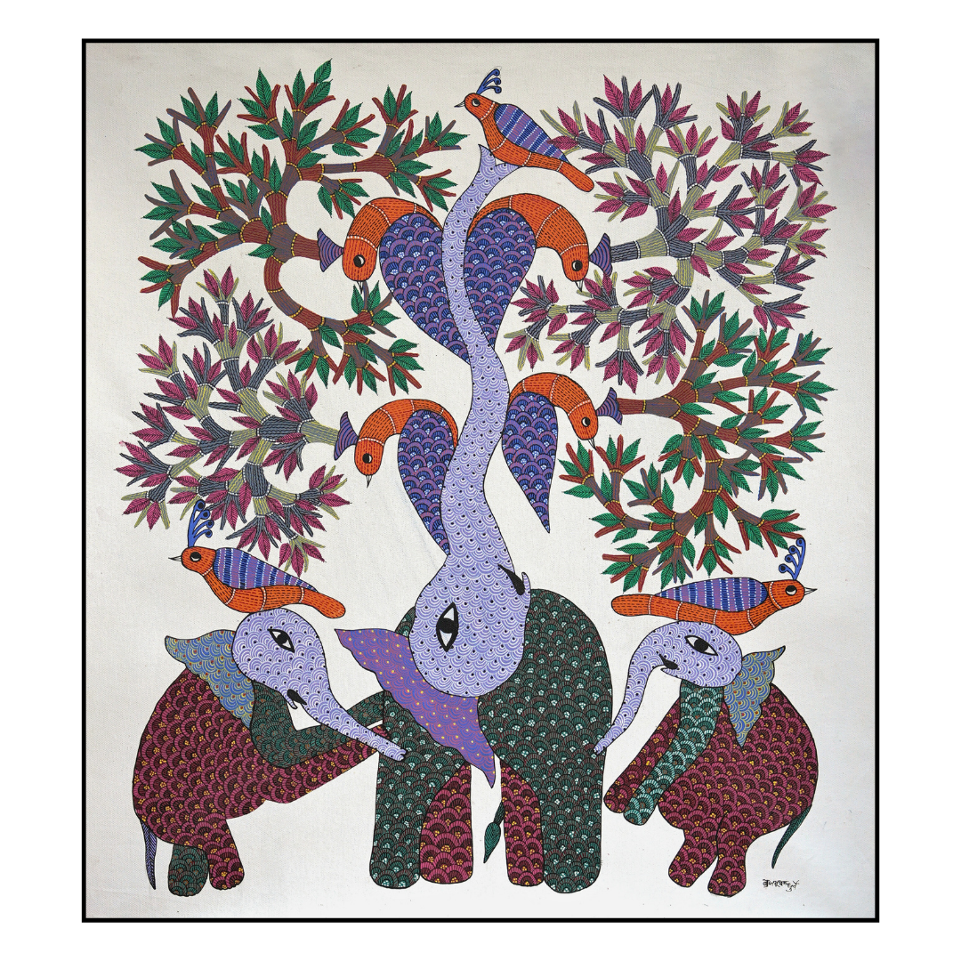 Peacock on the Trunk of Elephant