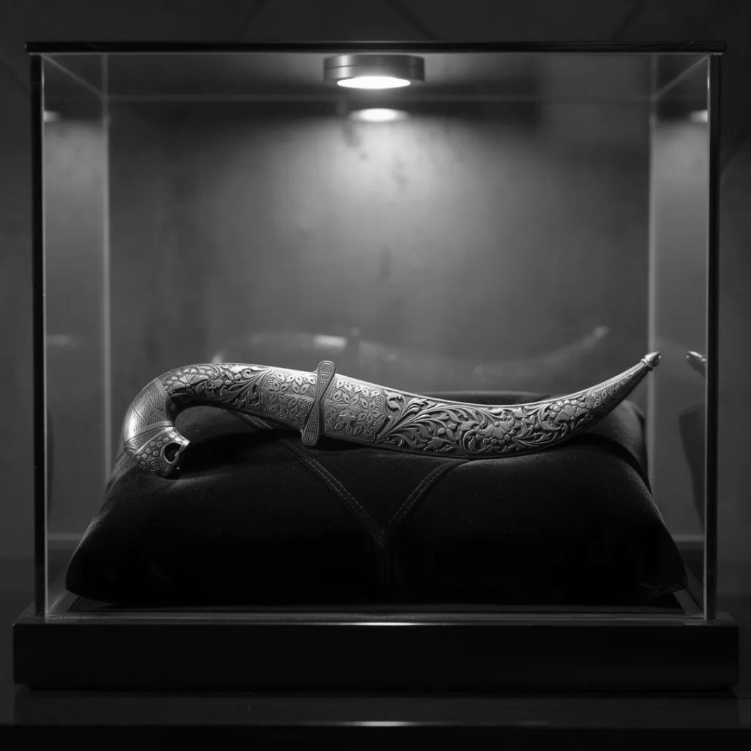 Calligraphy Koftgari Dagger with Handcrafted Metal Inlay Art