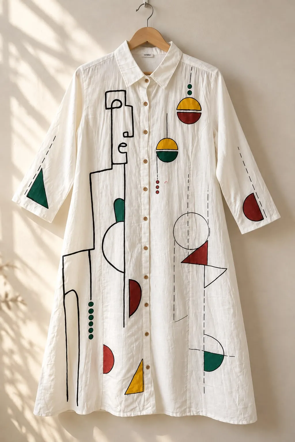 Geometric Art Hand Painted Shirt Dress