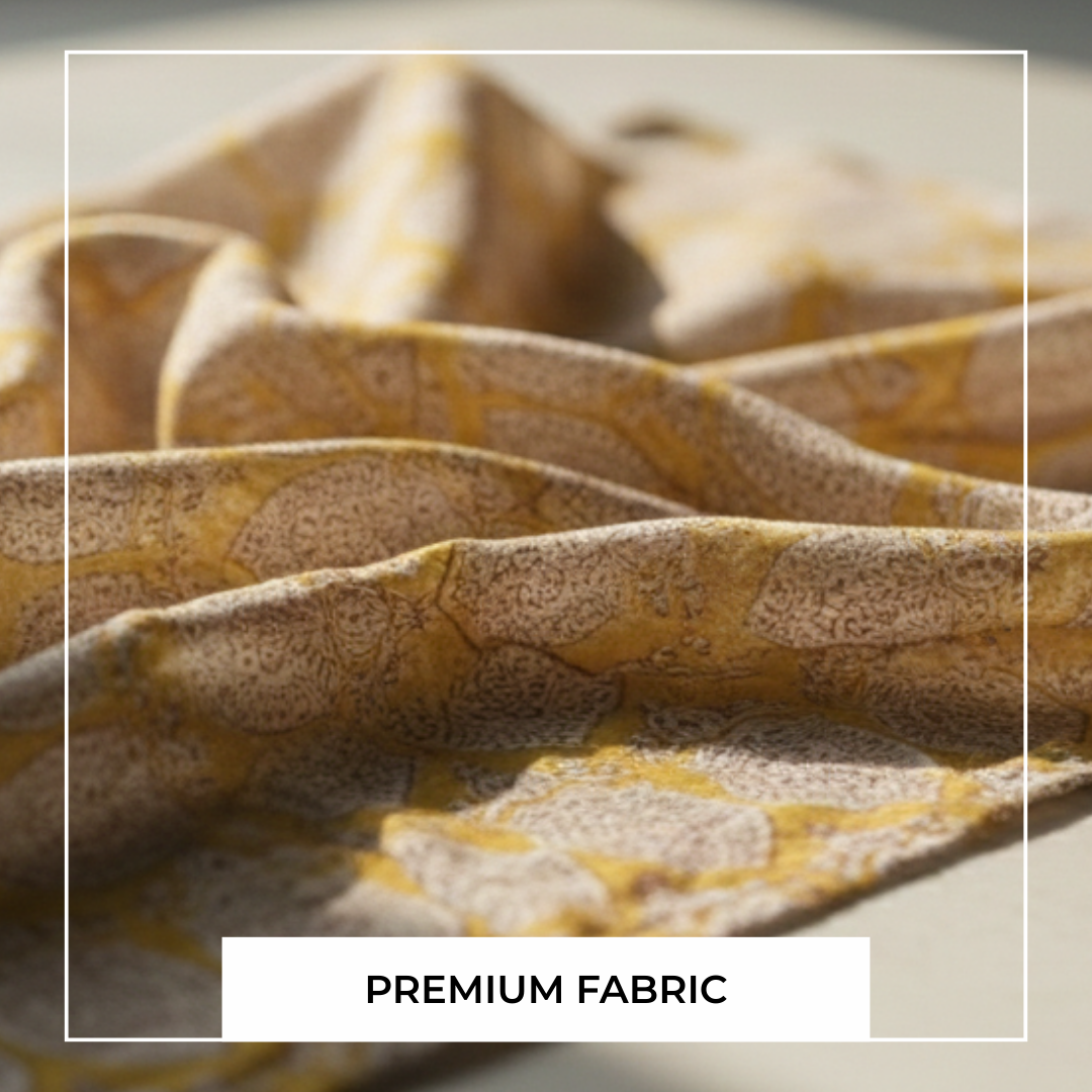 Single-Sided Block Printed Mal Cotton Fabric in Yellow Lattice Floral Pattern