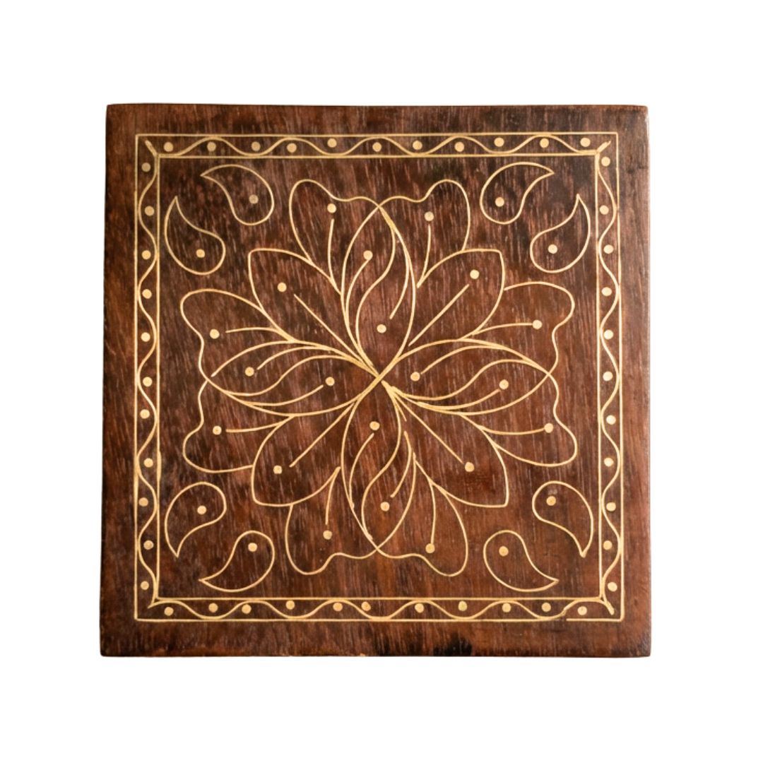 Lotus Mandala Wooden Tarkashi Inlay Box