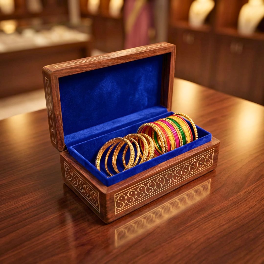 Mystic Vines Wooden Tarkashi Inlay Box 